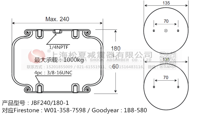 JBF240-180-1橡膠<a href='http://brandnew-swimwear.com/' target='_blank'><u>空氣彈簧</u></a>