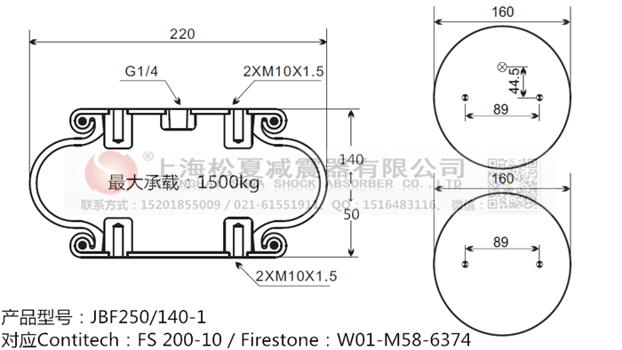 JBF250/140-1橡膠<a href='http://brandnew-swimwear.com/' target='_blank'><u>空氣彈簧</u></a>