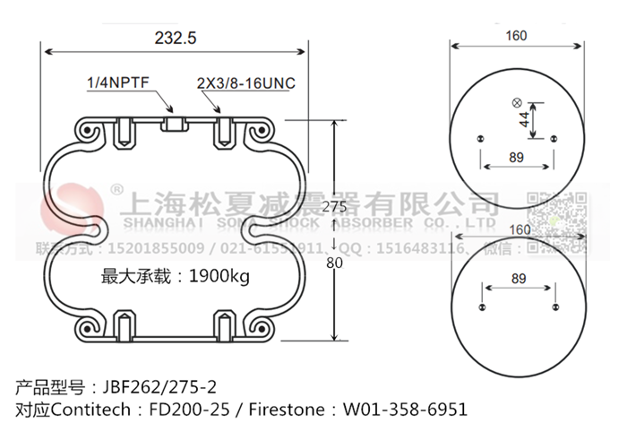 JBF262/275-2橡膠<a href='http://brandnew-swimwear.com/' target='_blank'><u>空氣彈簧</u></a>