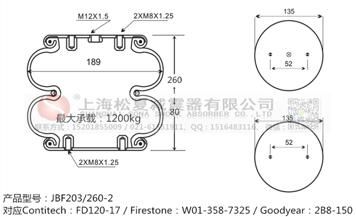 JBF203/260-2橡膠<a href='http://brandnew-swimwear.com/' target='_blank'><u>空氣彈簧</u></a>